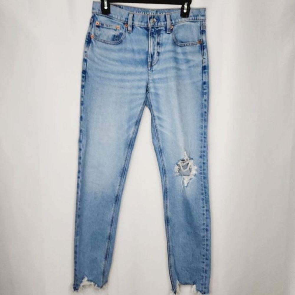 American Eagle Womens Distressed 90s Skinny Blue Denim Jeans Size 2 Regular
